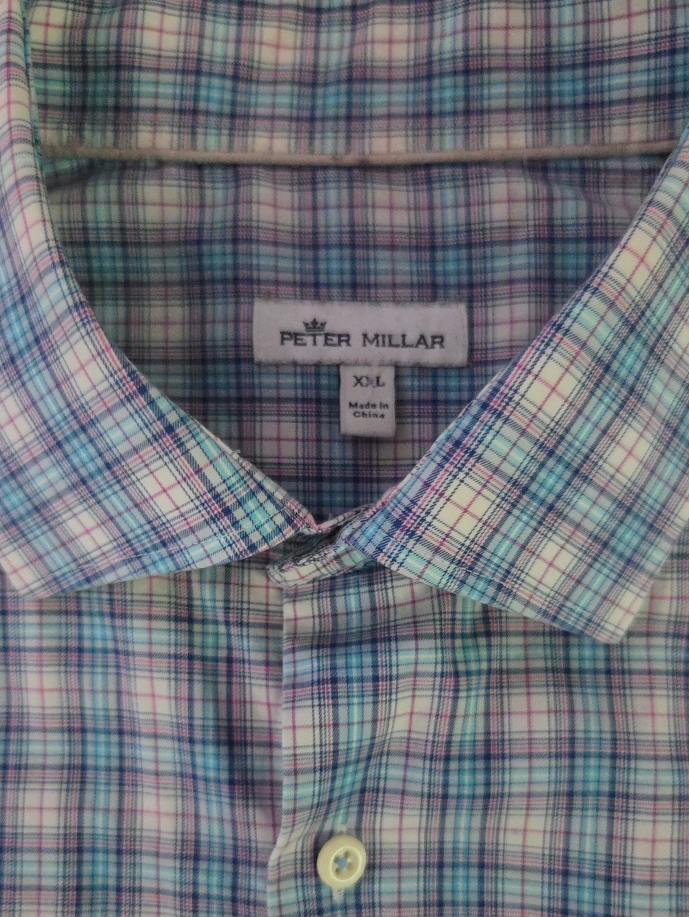 Peter Millar Men's Checked Sport Shirt Blue/Purple Plaid Size XL